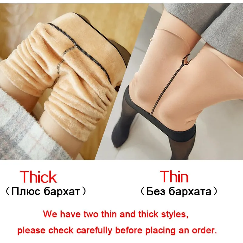 2 Pieces Winter Women Warm Leggings High Waist