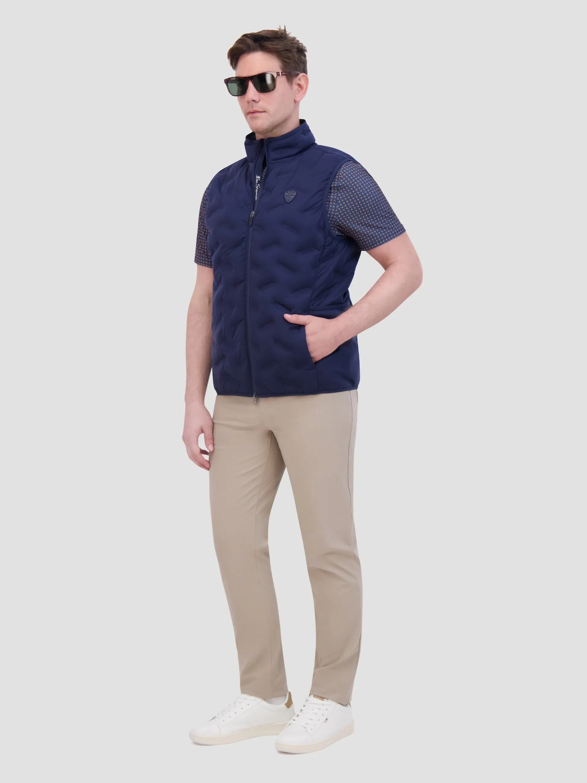 4Way Stretch Seamless Quilt Vest - Navy