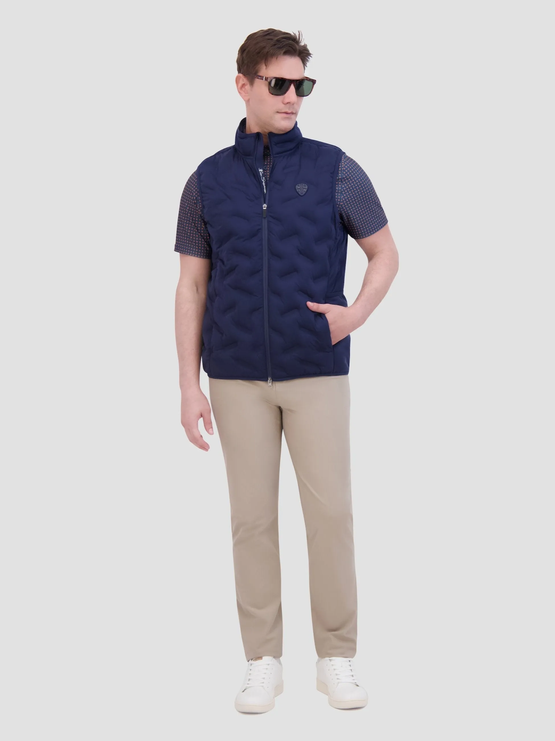 4Way Stretch Seamless Quilt Vest - Navy