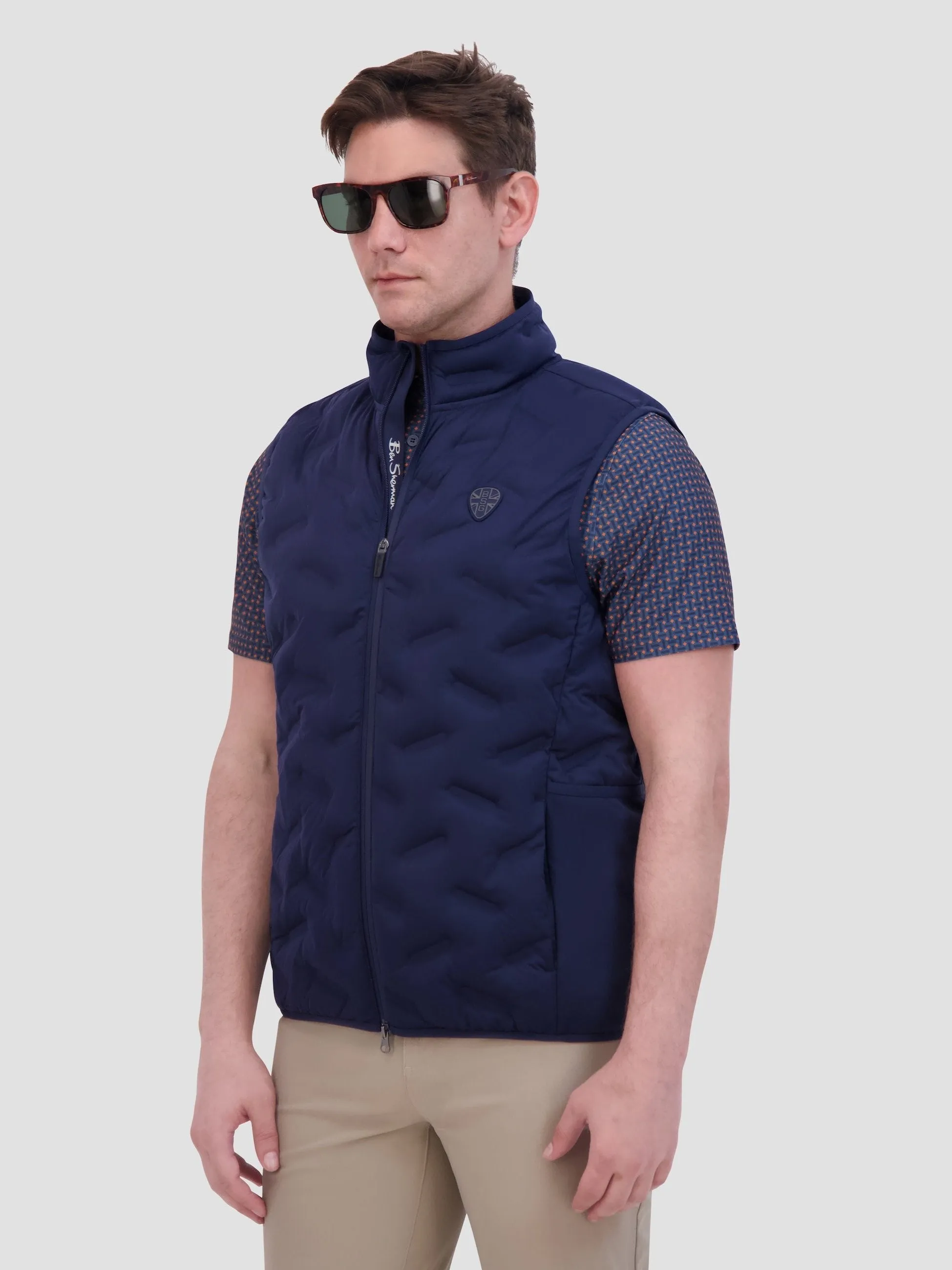 4Way Stretch Seamless Quilt Vest - Navy
