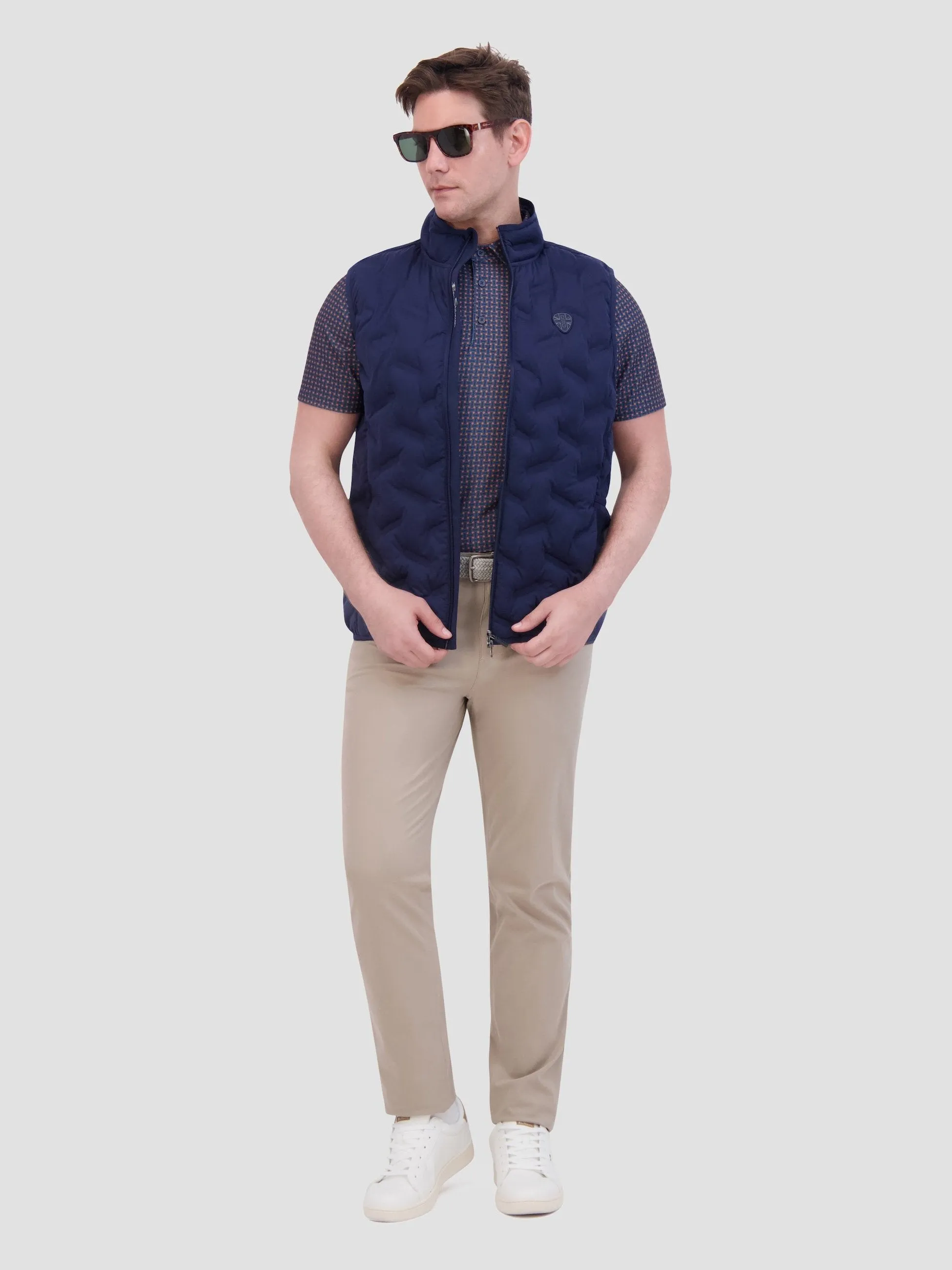 4Way Stretch Seamless Quilt Vest - Navy