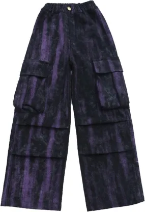 Children's Purple Techwear Streetwear Joggers Hip Hop Pants Purple Overalls Sweatpants Cargo Pants Girls Cat Leggings