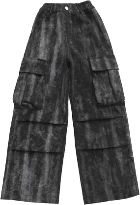 Children's Purple Techwear Streetwear Joggers Hip Hop Pants Purple Overalls Sweatpants Cargo Pants Girls Cat Leggings