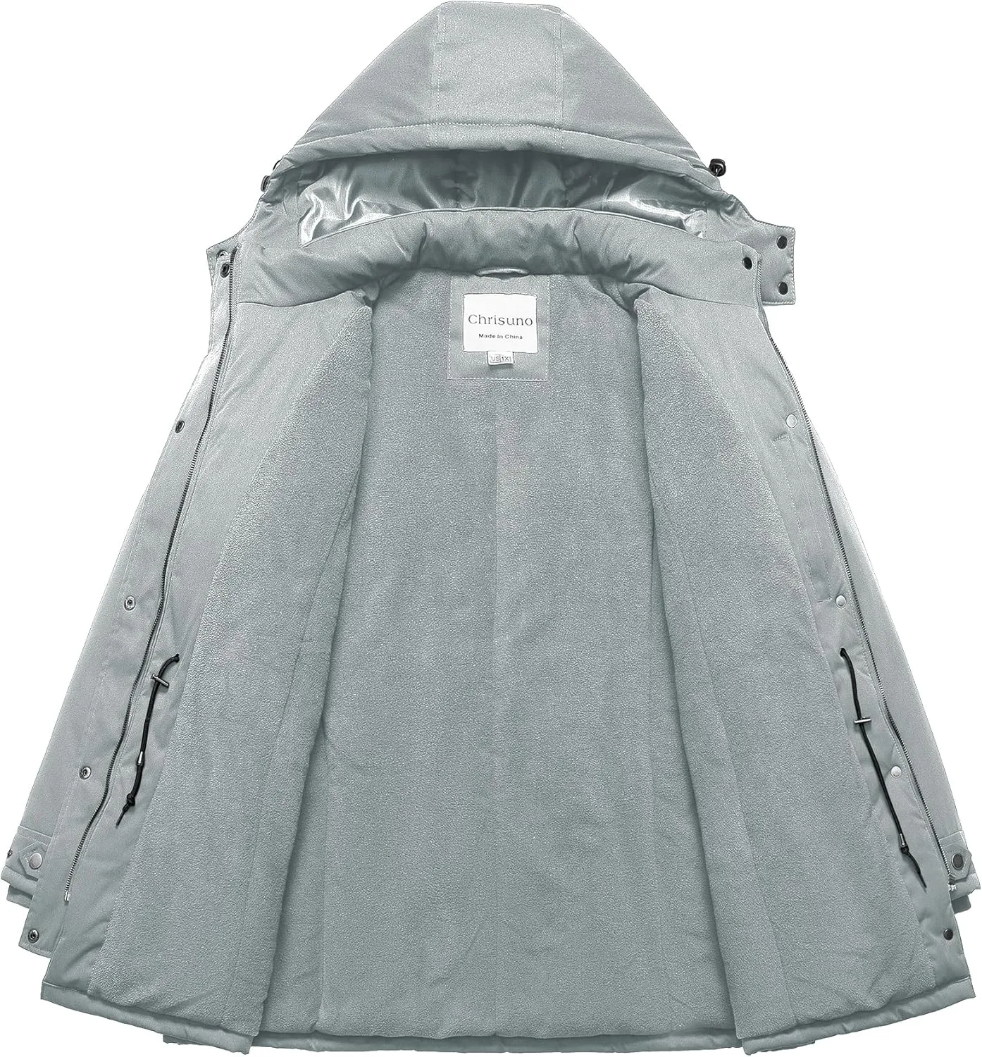 Chrisuno Women's Plus Size Winter Coat Insulated Military Parka Jacket Waterproof Fleece Lined Thickened Detachable Hood