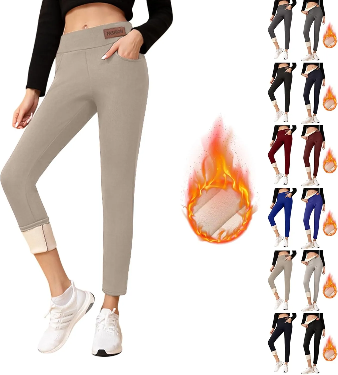 Fleece Lined Leggings for Women Winter Warm High Waisted Thermal Leggings Thick Soft Tummy Control Yoga Pants