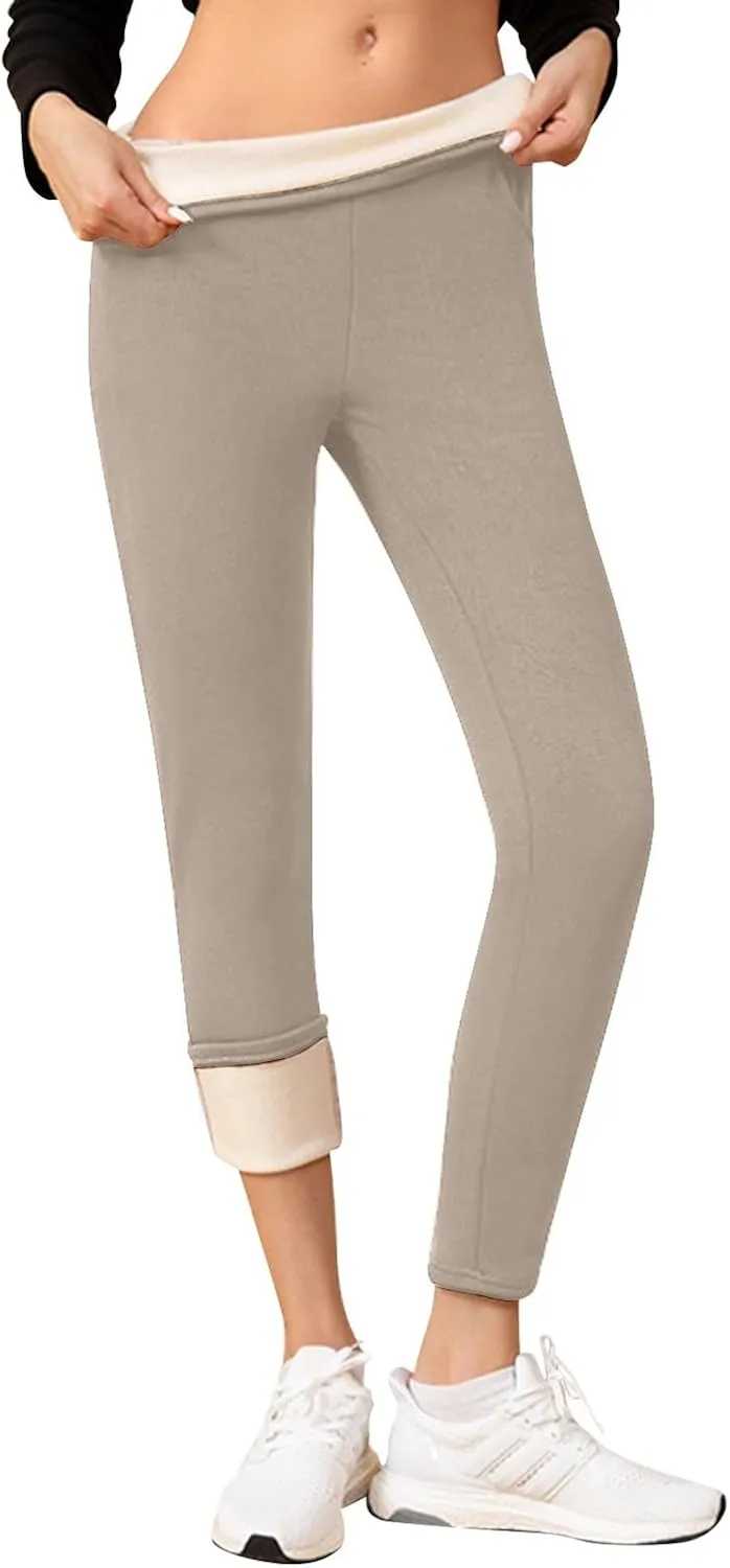 Fleece Lined Leggings for Women Winter Warm High Waisted Thermal Leggings Thick Soft Tummy Control Yoga Pants