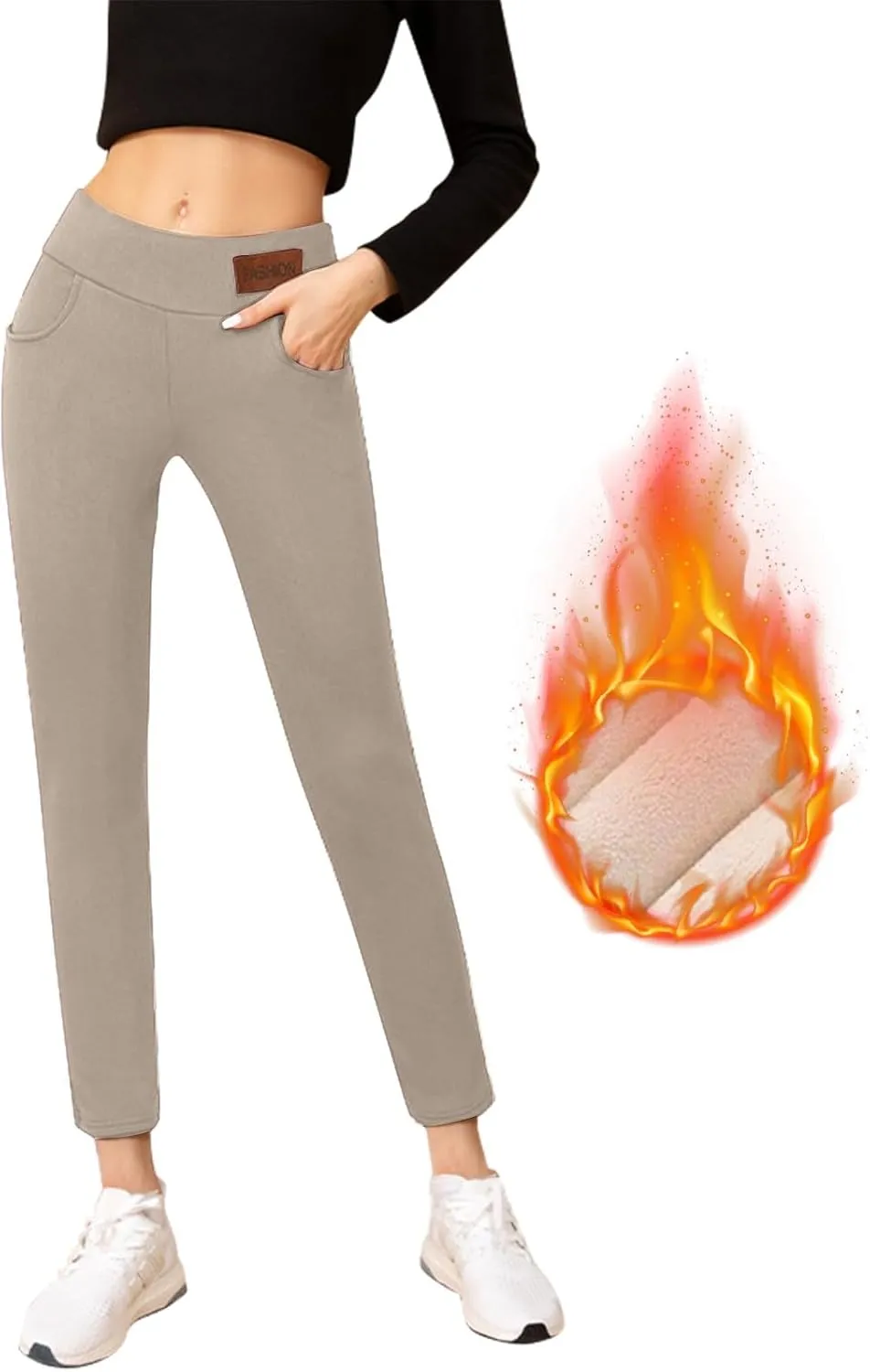 Fleece Lined Leggings for Women Winter Warm High Waisted Thermal Leggings Thick Soft Tummy Control Yoga Pants