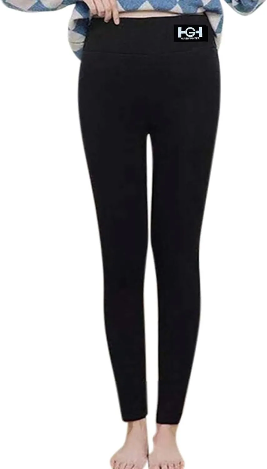 Fleece Lined Leggings Women - Thick Soft High Waisted Tummy Control Thermal Warm Fleece Pants for Cold Winter