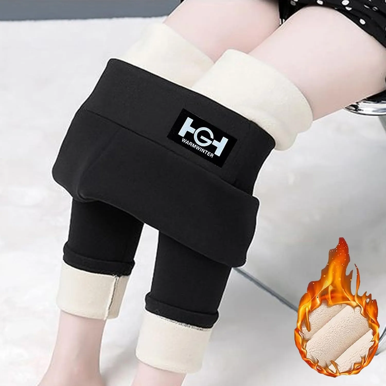 Fleece Lined Leggings Women - Thick Soft High Waisted Tummy Control Thermal Warm Fleece Pants for Cold Winter