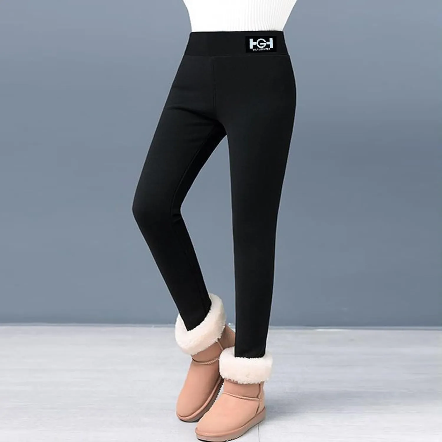 Fleece Lined Leggings Women - Thick Soft High Waisted Tummy Control Thermal Warm Fleece Pants for Cold Winter