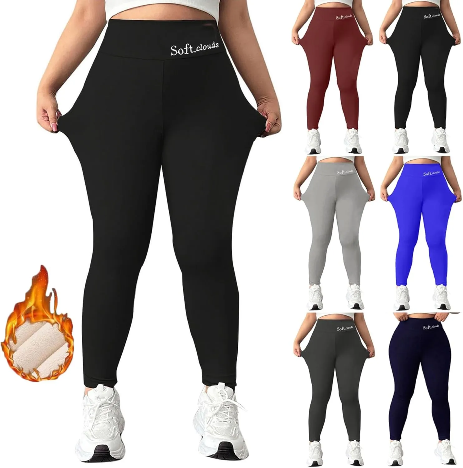 Fleece Lined Leggings Women - Thick Soft High Waisted Tummy Control Thermal Warm Fleece Pants for Cold Winter