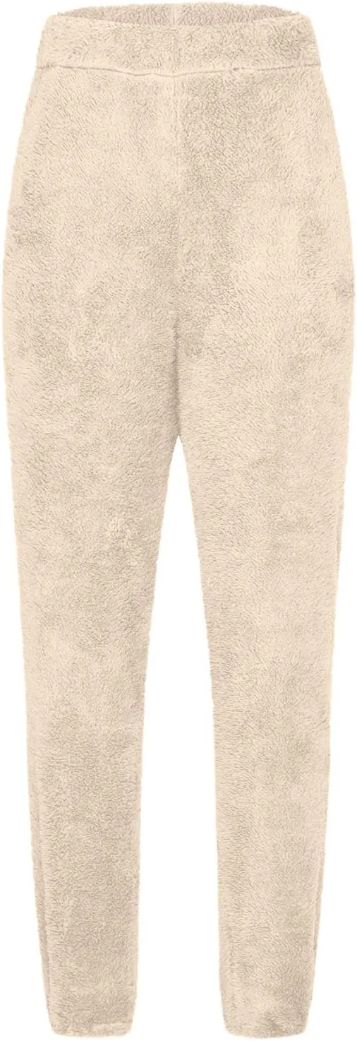 Fleece Lined Sweatpants for Women Winter Sherpa Lined Joggers Elastic Hight Waist Cinch Bottom Fall Fashion Outfits