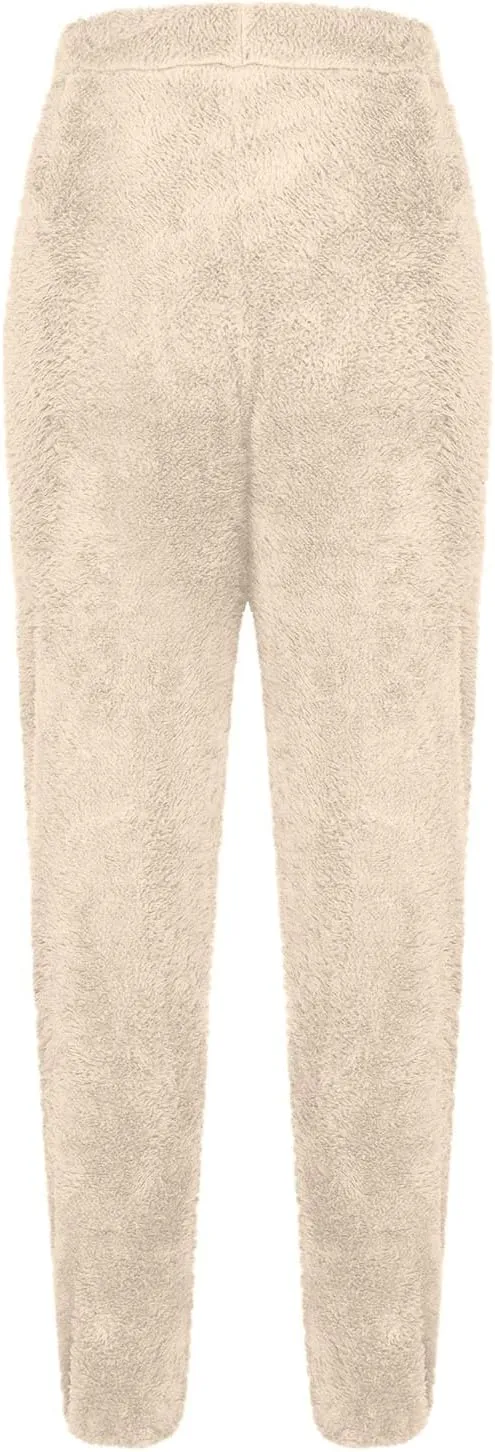 Fleece Lined Sweatpants for Women Winter Sherpa Lined Joggers Elastic Hight Waist Cinch Bottom Fall Fashion Outfits