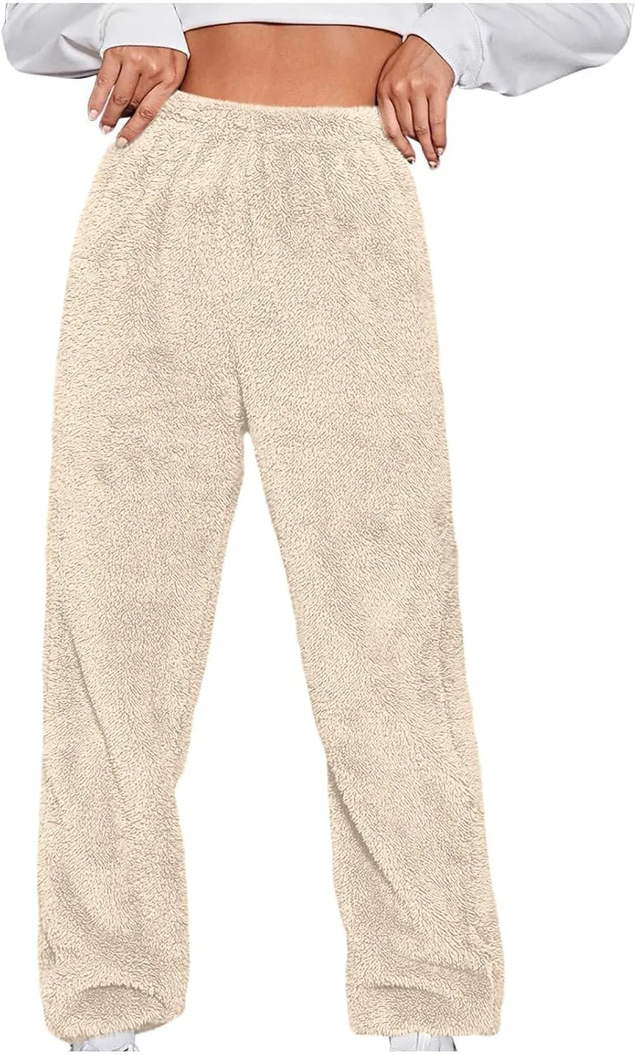 Fleece Lined Sweatpants for Women Winter Sherpa Lined Joggers Elastic Hight Waist Cinch Bottom Fall Fashion Outfits