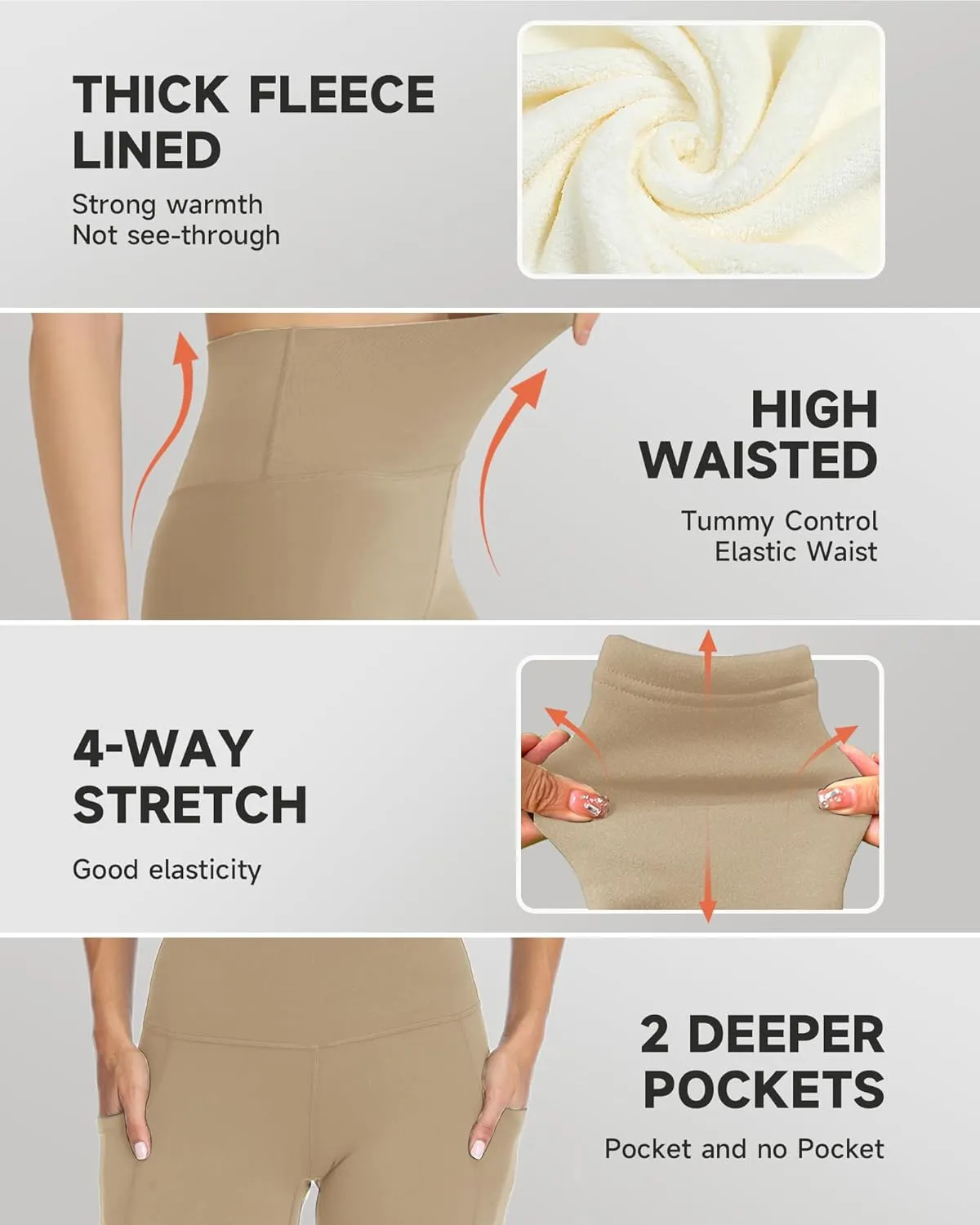 GAYHAY Fleece Lined Leggings for Women – Thick Winter Warm Thermal High Waisted Tummy Control Workout Yoga Pants