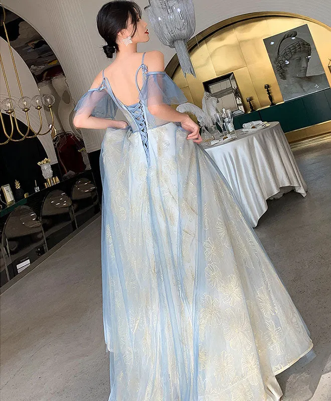 Green Tulle Lace Long Prom Dress, Green Tulle Lace Formal Dress