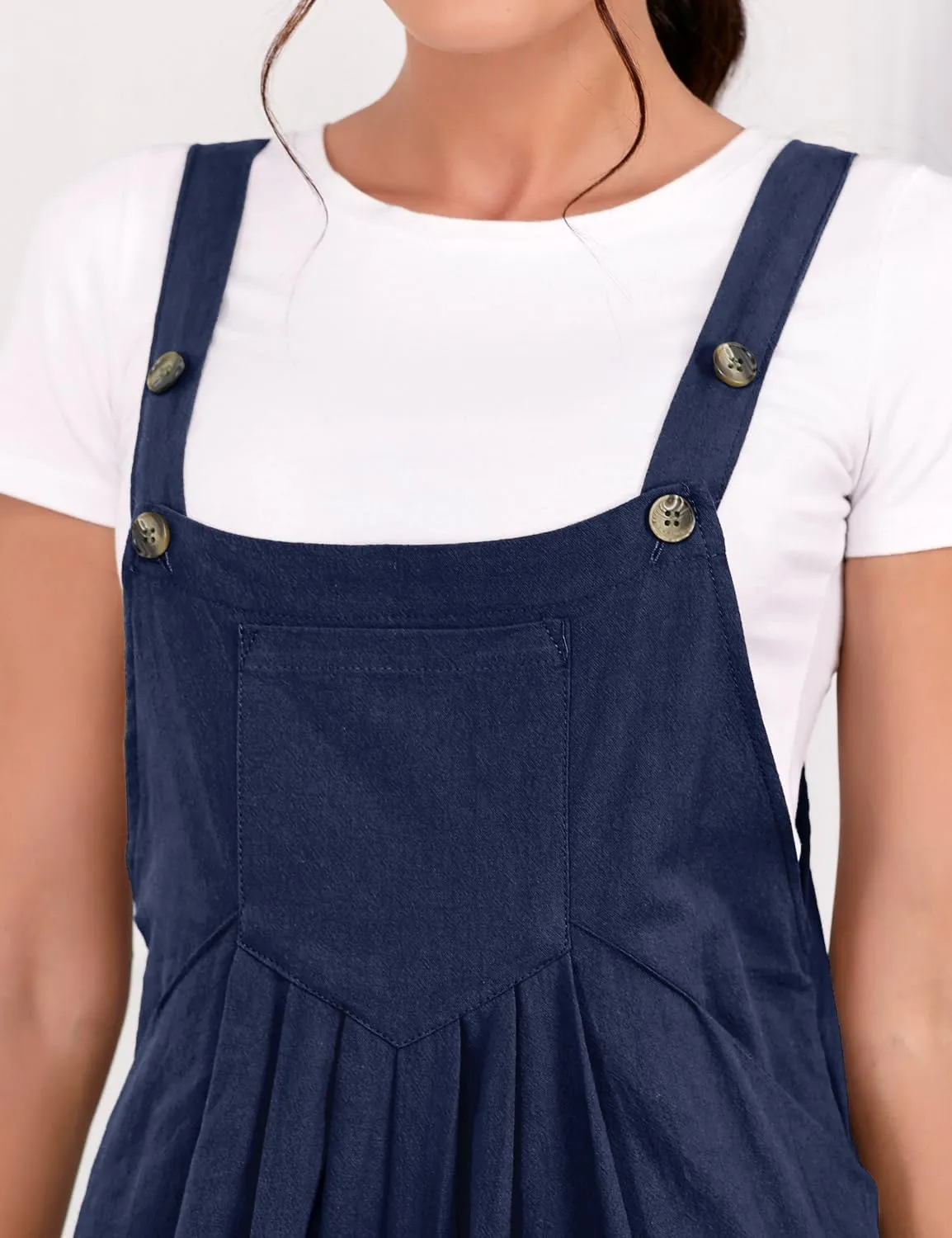 IDEALSANXUN Wide Leg Overalls for Womens Casual Cotton Linen Baggy Loose Maternity Summer Beach Jumpsuits Romper
