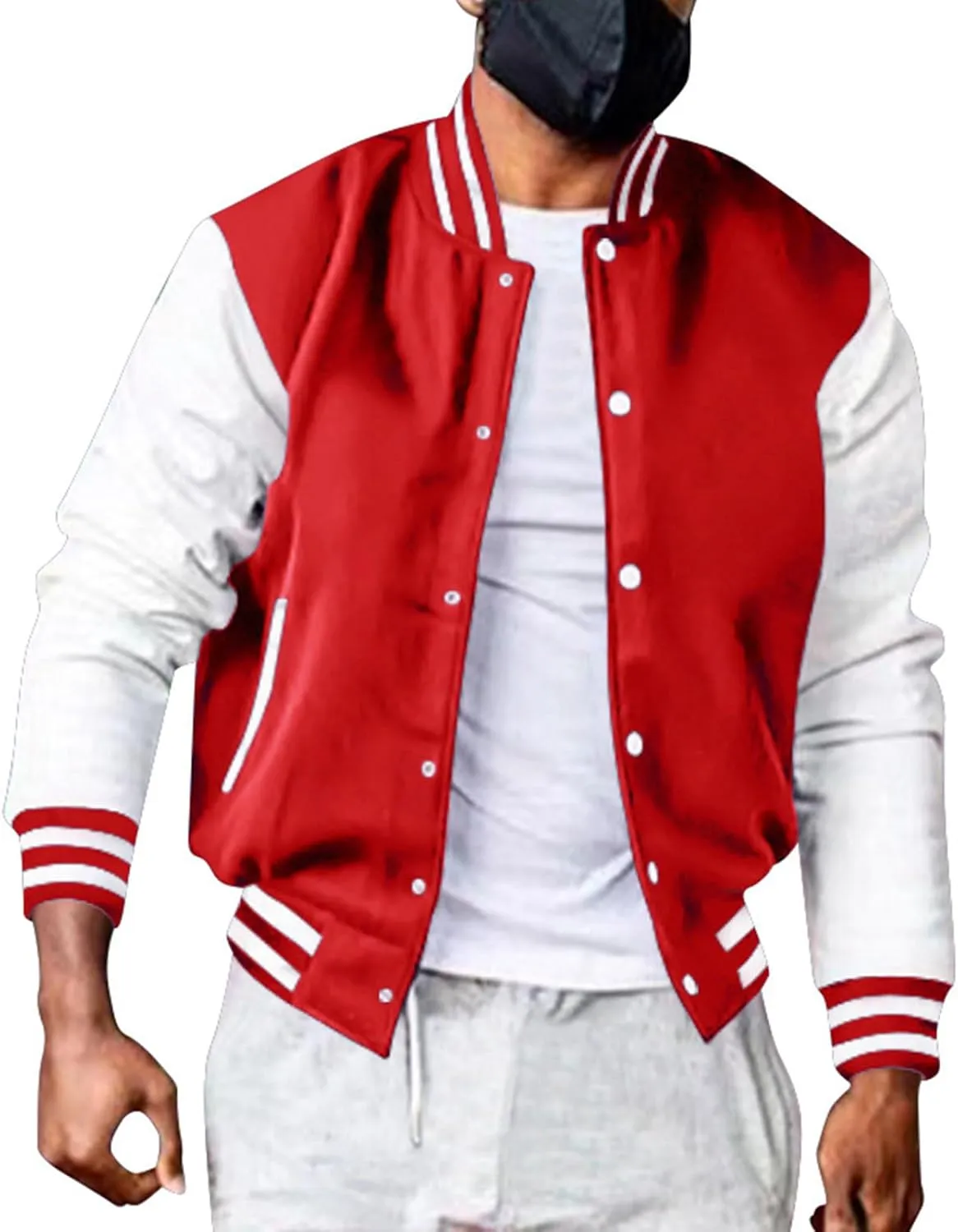 Men's Fashion Varsity Jacket Causal Slim Fit Cotton Baseball Bomber Jackets Vintage Streetwear Coats Hipster Tops