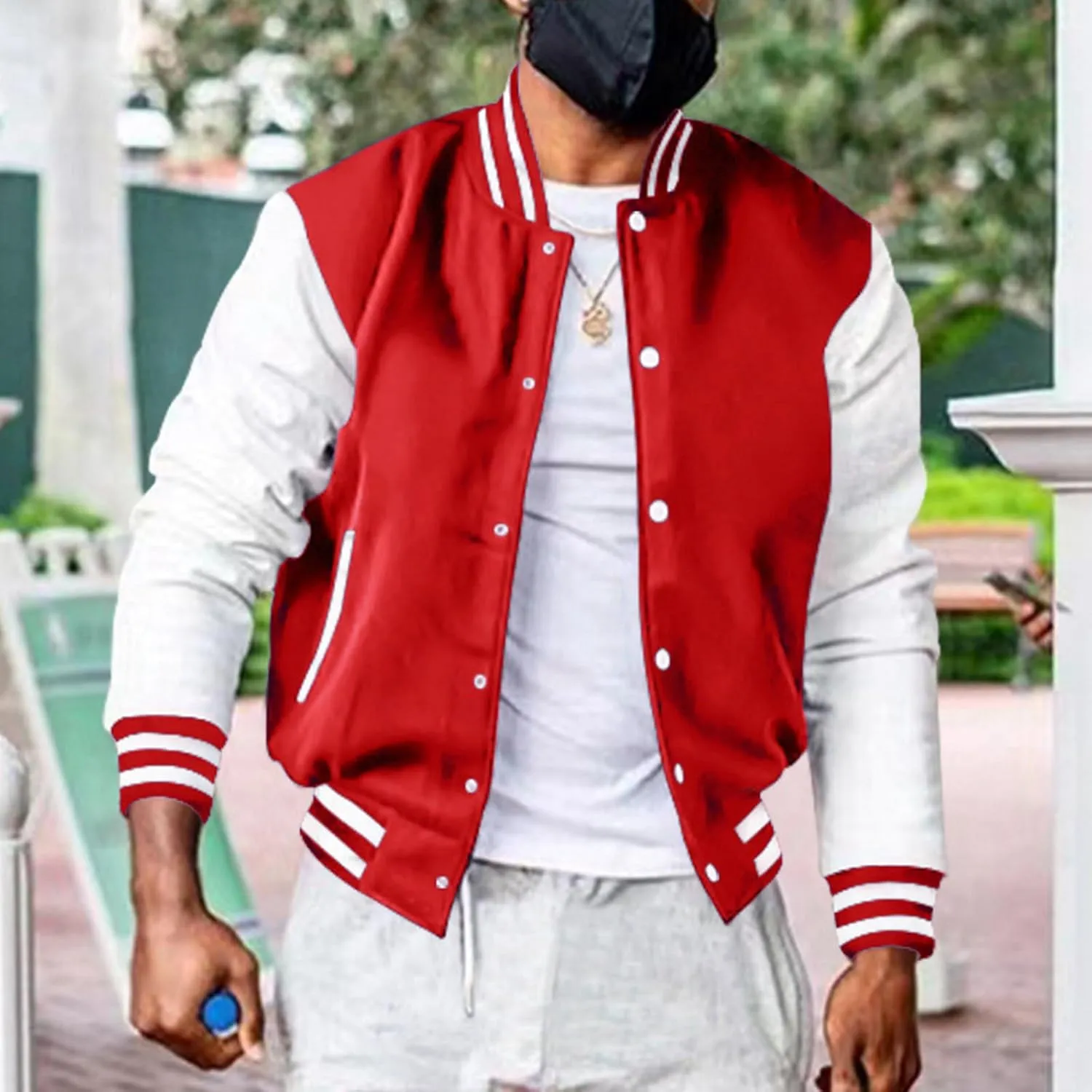 Men's Fashion Varsity Jacket Causal Slim Fit Cotton Baseball Bomber Jackets Vintage Streetwear Coats Hipster Tops