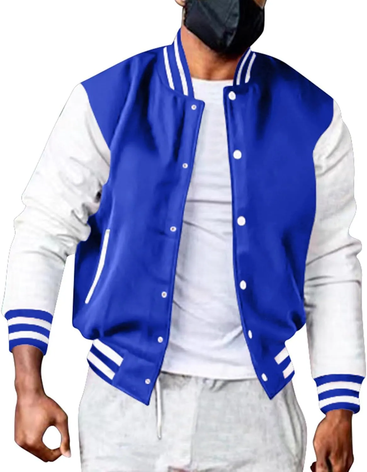 Men's Fashion Varsity Jacket Causal Slim Fit Cotton Baseball Bomber Jackets Vintage Streetwear Coats Hipster Tops