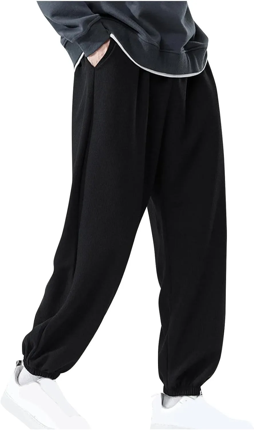 Men's Plus Size Sweatpants Elastic Waist Baggy Wide Leg Lounge Long Pants Sports Casual Sweatpant with Pocket