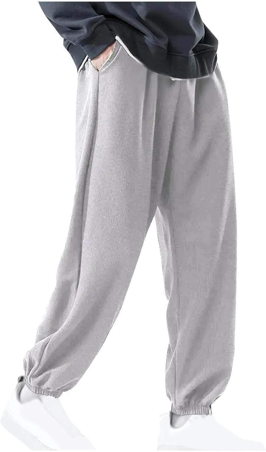 Men's Plus Size Sweatpants Elastic Waist Baggy Wide Leg Lounge Long Pants Sports Casual Sweatpant with Pocket