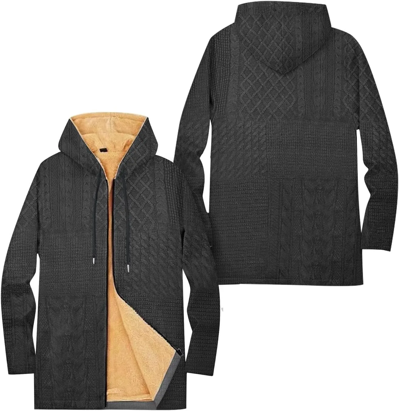 Mens Winter Jackets For Vintage Hoodies Padded Fashion Zip Up Long Sleeve Graphic Thickened Workout Cotton Coats