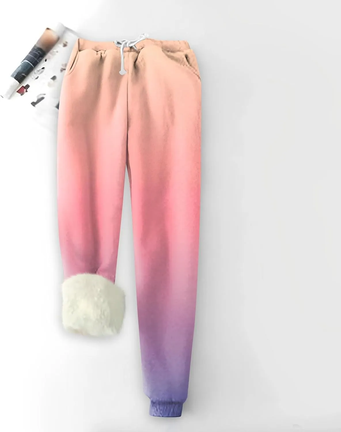 Sweatpants Women Casual Winter Fleece Lined Pants Straight Legs Joggers Petite Pants with Pocket Warm Clothes