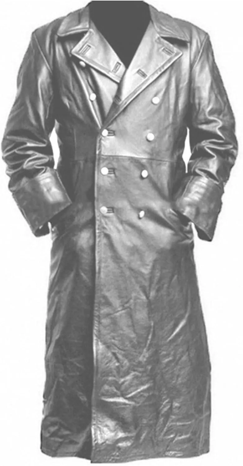 Thatrich Mens Winter Motorcycle Jacket Long Faux Leather Coat Moto Bomber Jacket Steampunk Overcoat Vintage Windbreaker Coats