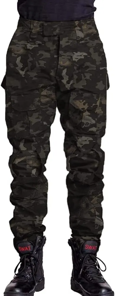 TRGPSG Men's Hiking Pants, Ripstop Camo Cargo Pants, Multi-Pocket Casual Work Pants