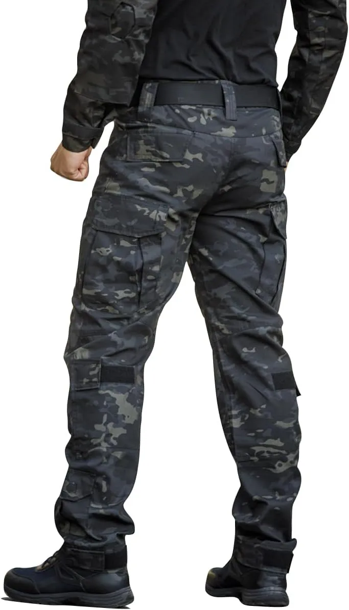 TRGPSG Men's Hiking Pants, Ripstop Camo Cargo Pants, Multi-Pocket Casual Work Pants