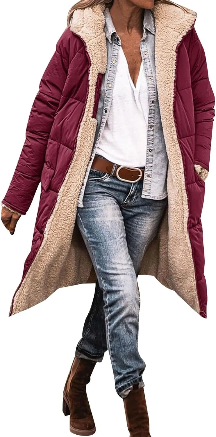 Womens Long Puffer Coat Packable Down Coat Ultralight Parkas Jacket Oversized Water-Resistant Winter Hooded Padded Coat