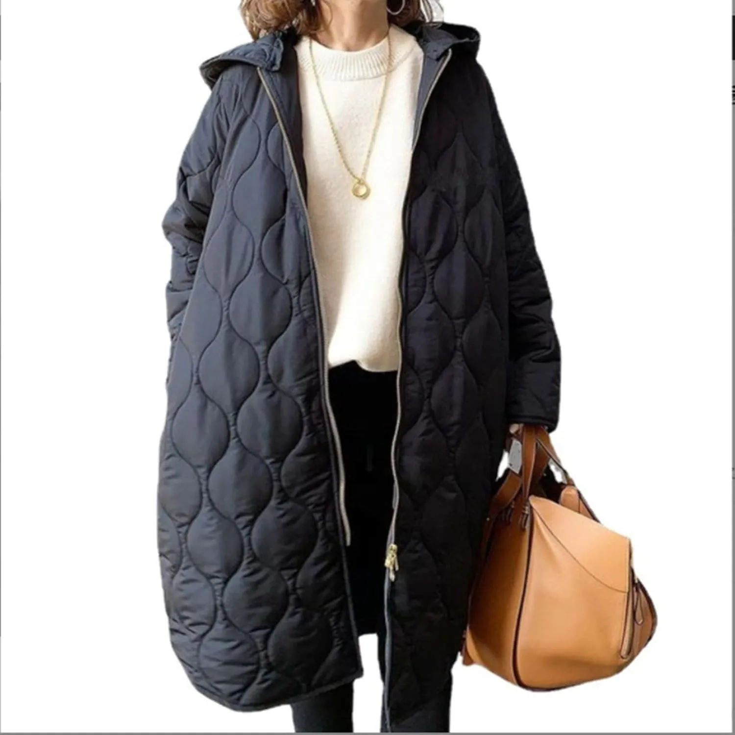 Womens Long Puffer Coat Packable Down Coat Ultralight Parkas Jacket Oversized Zip Up Winter Hooded Insulated Coat