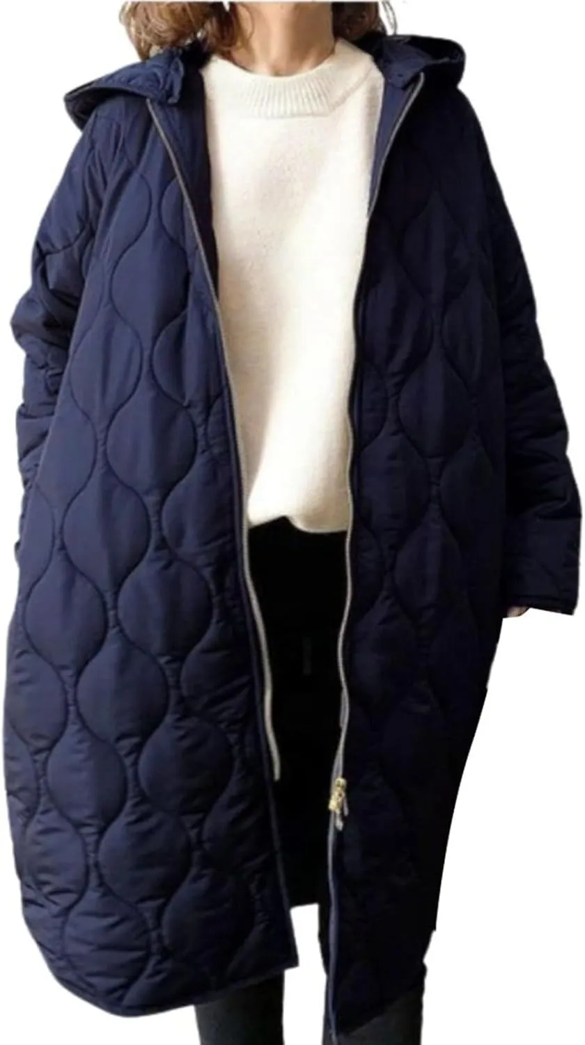 Womens Long Puffer Coat Packable Down Coat Ultralight Parkas Jacket Oversized Zip Up Winter Hooded Insulated Coat