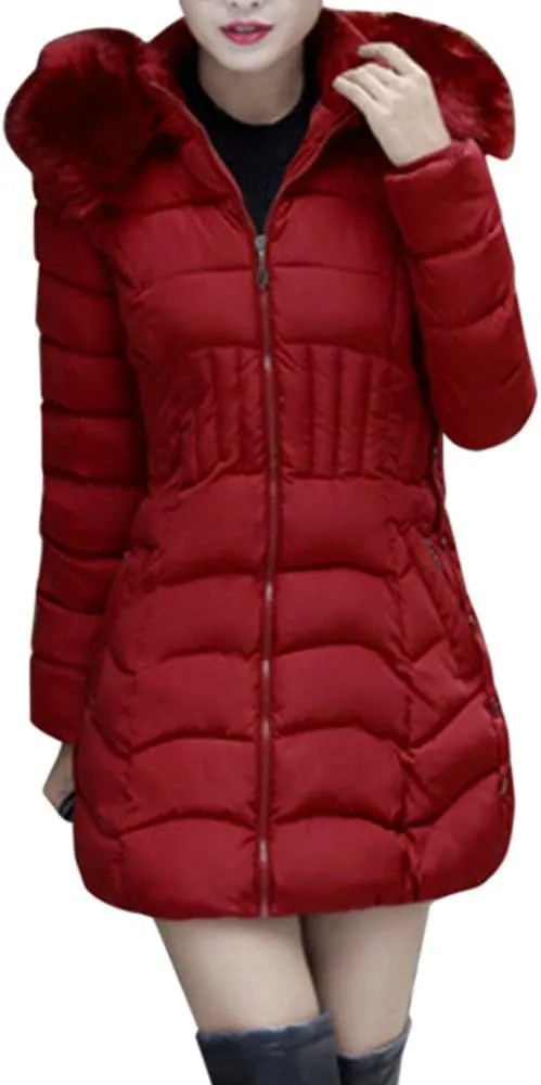 Womens Long Puffer Coat Packable Down Jacket Lightweight Parkas Jacket Maxi Zip Up Winter Hooded Quilted Coat