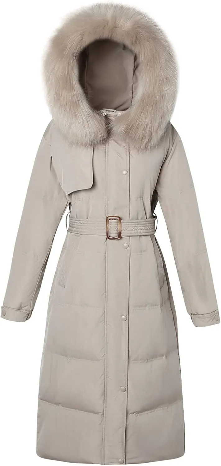 Womens Long Puffer Coat Packable Down Jacket Lightweight Parkas Jacket Oversized Water-Resistant Winter Hooded Padded Coat
