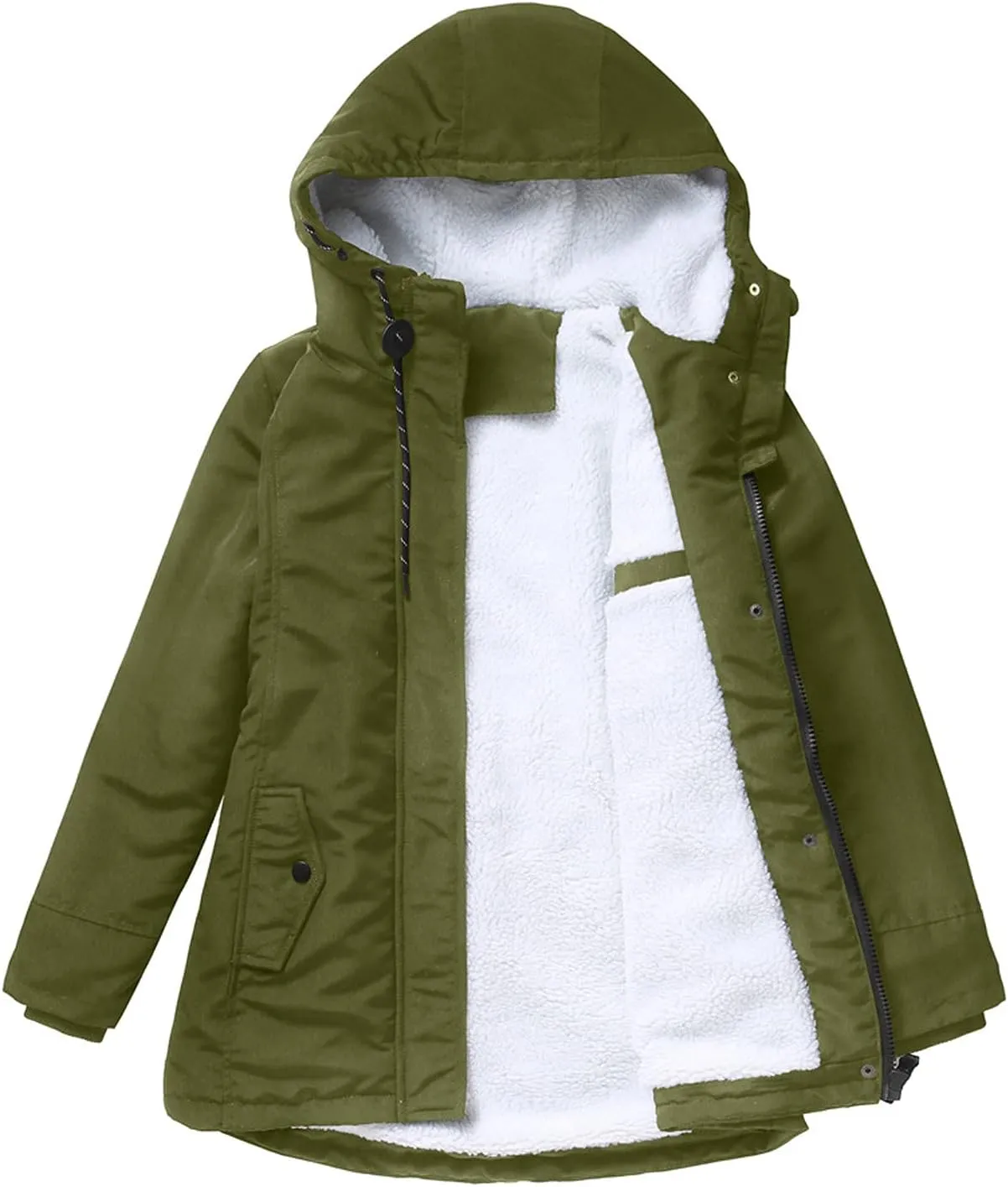 Women's Winter Coats Warm Puffer Coat Thicken Fleece Lined Down Jacket Insulated Solid Hooded Cardigans Coat