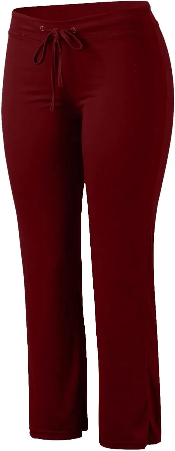 Yoga Pants Women Elastic High Waisted Pull On Trousers Straight Leg Soft Drawstring Plus Size Workout Sweatpants
