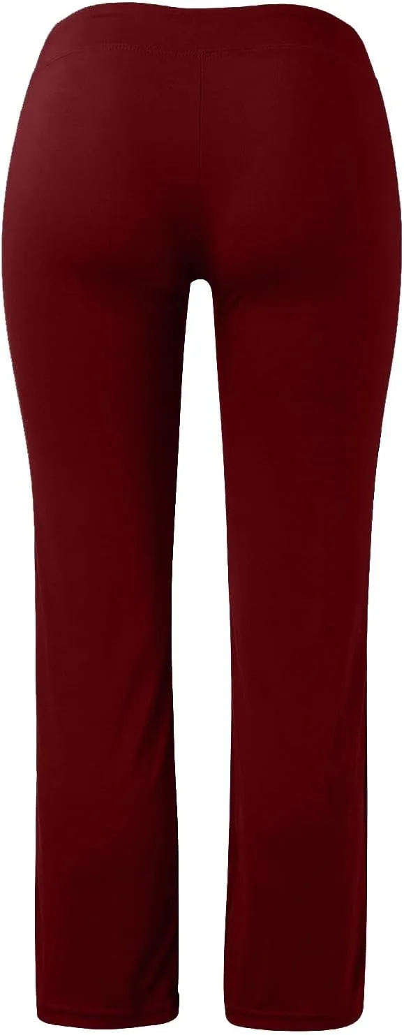 Yoga Pants Women Elastic High Waisted Pull On Trousers Straight Leg Soft Drawstring Plus Size Workout Sweatpants