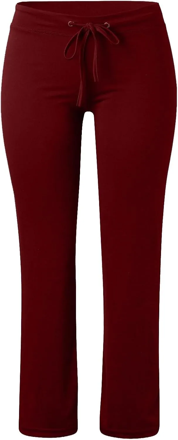 Yoga Pants Women Elastic High Waisted Pull On Trousers Straight Leg Soft Drawstring Plus Size Workout Sweatpants
