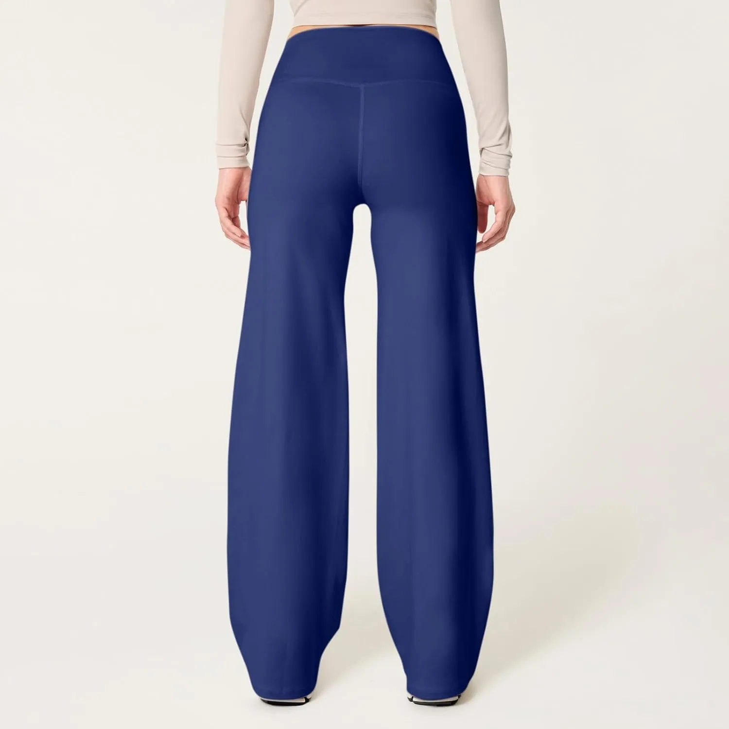 Yoga Pants Women Elastic High Waisted Pull On Trousers Straight Wide Leg Soft Comfort Baggy Workout Sweatpants