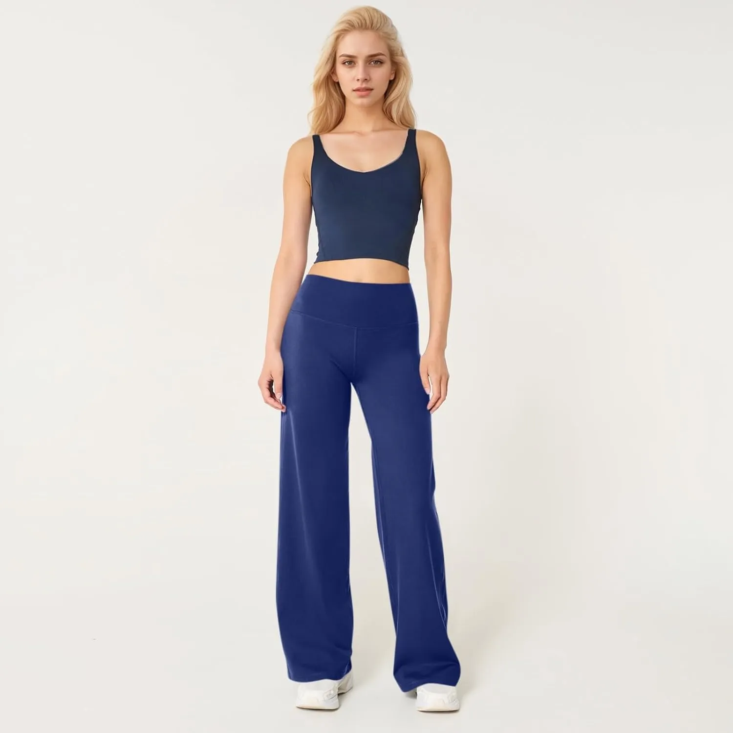 Yoga Pants Women Elastic High Waisted Pull On Trousers Straight Wide Leg Soft Comfort Baggy Workout Sweatpants